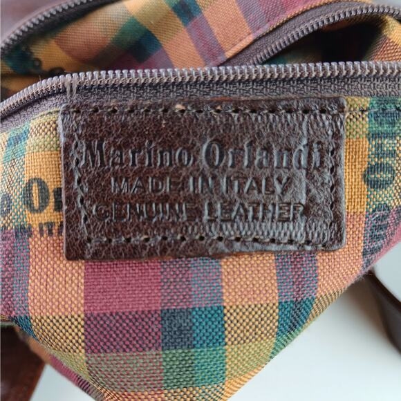 Marino Orlandi Italy VTG Large Smooth Brown Leather Shoulder Bag Brass Hardware - Picture 9 of 11